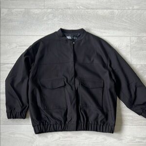 Zara Long Patch Pocket Bomber Jacket